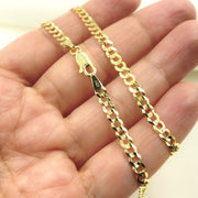 14K Solid Yellow Gold Miami Flat Curb Chain.